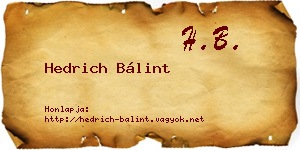 Hedrich Bálint névjegykártya